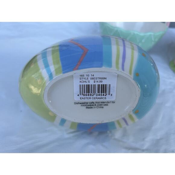 Lot of 3 Ceramic Easter Candy Dishes 2 Baskets and 1 Jelly Bean Lid Dish Bundle - Picture 12 of 16